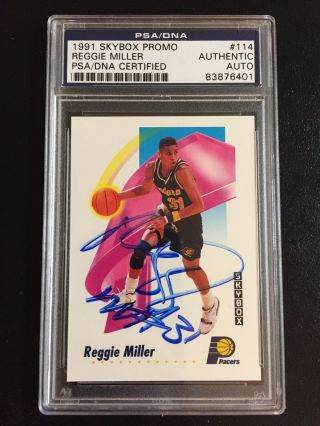 1991/92 Skybox Reggie Miller Vintage Autograph Psadna Indiana Pacers Signed