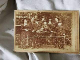 Rare 1882 Victorian Cabinet Photograph Of Coventry Rotary Tandem Cycle