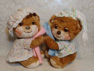 Vintage 1985 Fisher Price Teddy Beddy & Betsy Bears,  Pjs,  Blankets