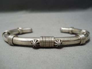 Thick And Heavy Vintage Navajo Coiled Sterling Silver Bracelet