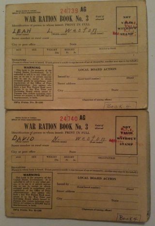 Vintage,  Wartime,  Ration Books,  With Stamps 5 And 6 Page Of Stamps,