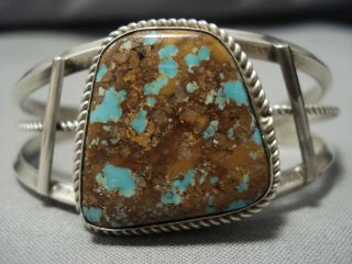 Antural Royston Turquoise Vintage Navajo Sterling Silver Bracelet Old
