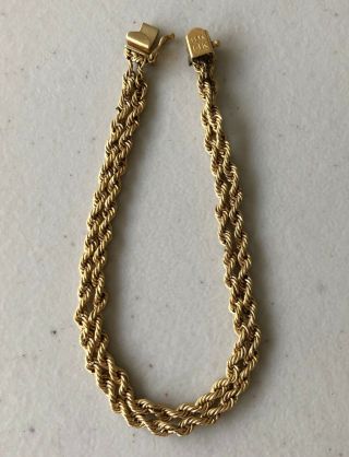 Vintage 1960’s 14k Solid Gold 7 " Dual Rope Bracelet Pat.  3308517 - 4.  3 Grams