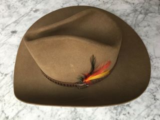 Stetson Vintage Stampede Cowboy Hat Acorn 4x Beaver Felt W/feathers 7 1/8 W/box
