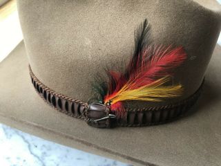 Stetson Vintage Stampede Cowboy Hat Acorn 4X Beaver Felt w/Feathers 7 1/8 w/Box 3