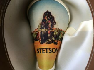 Stetson Vintage Stampede Cowboy Hat Acorn 4X Beaver Felt w/Feathers 7 1/8 w/Box 5
