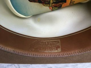 Stetson Vintage Stampede Cowboy Hat Acorn 4X Beaver Felt w/Feathers 7 1/8 w/Box 8