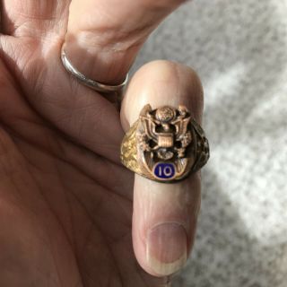 10th Us Army Air Forces Ring,  Brass With Us Eagle As Center Piece