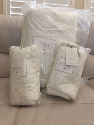 Restoration Hardware Baby Kids Vintage Washed Butterfly Quilt&Shams Full Queen 2