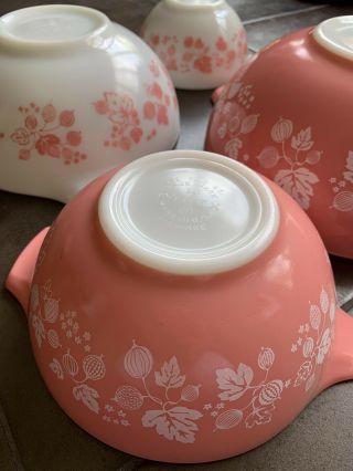 Pyrex Pink Gooseberry Cinderella Nesting Mixing Bowls Vintage Complete Set of 4 2