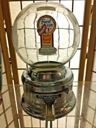 Vintage 1 Cent Gumball Machine Ford Machine Co.  Penny Gum Vending