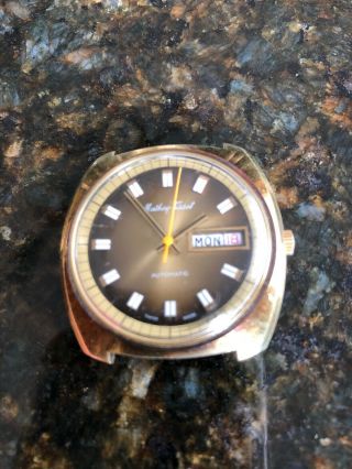 Vintage Mens Mathey Tissot Day/date Automatic Wrist Watch Gold Filled Top