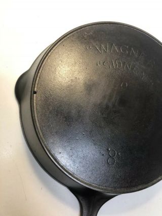 VINTAGE “ WAGNER “ “ SIDNEY “ O.  ARCH LOGO NO.  8 CAST IRON SKILLET WITH HEAT RING 6