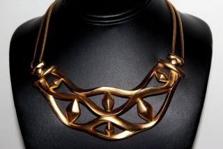 Monet Signed Rare Exceptional Modernist Gold Plate Collar Choker Necklace Nd3