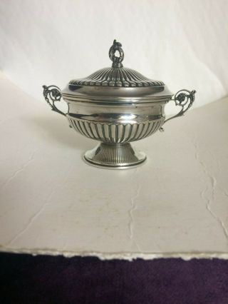 Antique Italian Solid Silver Lidded Sugar Bowl No Res