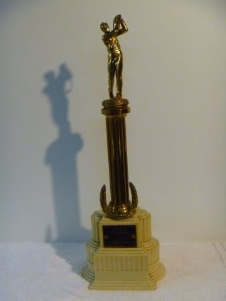 Vintage 1950 Huge 25 " Art Deco Golf Championship Metal And Bakelite Trophy