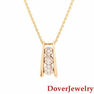 Estate Diamond 14k Yellow Gold Floral Cluster Slide In Pendant Nr