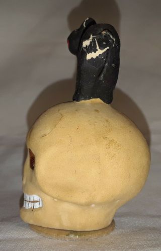 Vintage Halloween German Candy Container 1920 ' s RARE Black Cat Skull 2