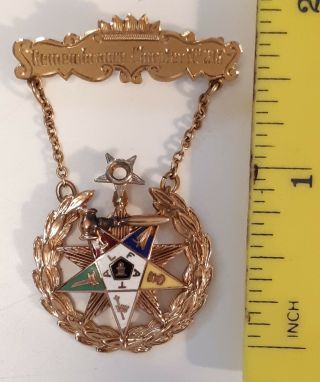 ☆rare Vintage (1934) " Masonic/eastern Star 10 Kt.  Gold Jewellery - Bar & Pendant "