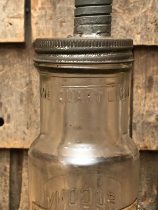 Vintage SOCONY Motor Oil Gas Service Station Quart Oil Glass Bottle 4