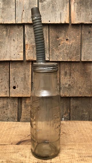 Vintage SOCONY Motor Oil Gas Service Station Quart Oil Glass Bottle 5