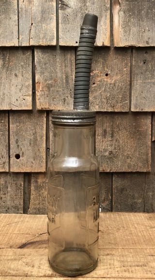 Vintage SOCONY Motor Oil Gas Service Station Quart Oil Glass Bottle 8