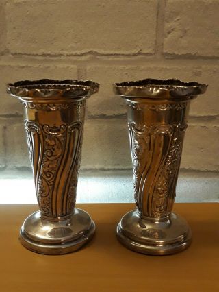 A Matching Victorian Solid Silver Flowers Vases Bud Vase 340 Grams