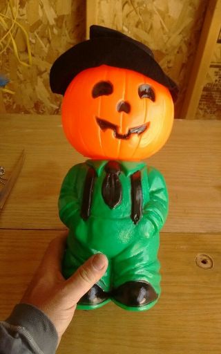 Rare Vintage Halloween Mr.  Blinky Pumpkin Head Man Lighted Blow Mold