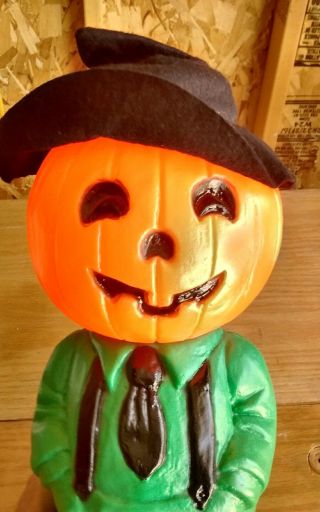 Rare Vintage Halloween Mr.  Blinky Pumpkin Head Man Lighted Blow Mold 3