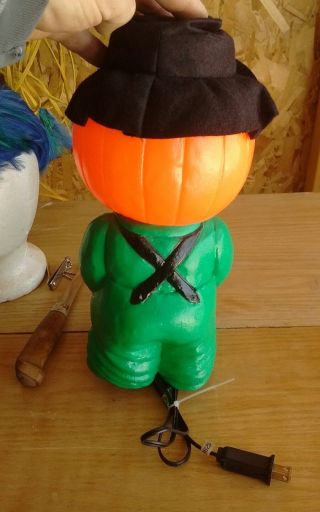 Rare Vintage Halloween Mr.  Blinky Pumpkin Head Man Lighted Blow Mold 4