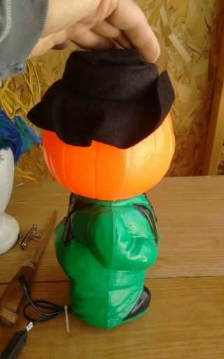 Rare Vintage Halloween Mr.  Blinky Pumpkin Head Man Lighted Blow Mold 7