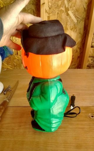 Rare Vintage Halloween Mr.  Blinky Pumpkin Head Man Lighted Blow Mold 8