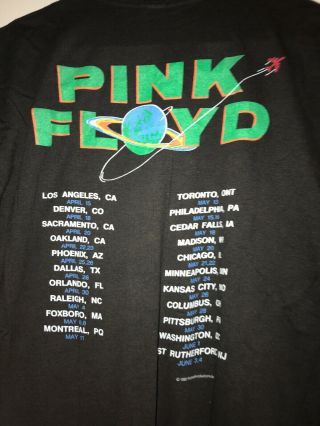 Pink Floyd America Tour 1987 Vintage T Shirt Thin Single Stitch Double Sided 2