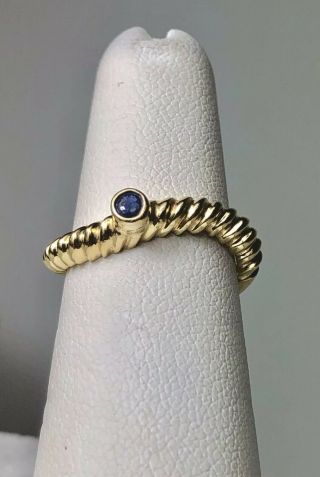 Vintage 14k Sapphire Ring Size 5 Solid Yellow Gold Band Stackable