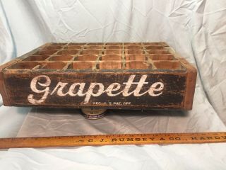 Vintage Grapette Soda Pop Wooden Crate Solid 30 Dividers 1940`s Rochester Ny