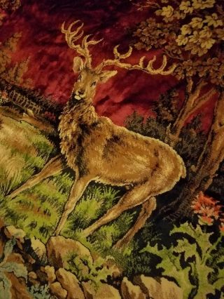 VTG vintage 60 ' s Italy Tapestry Rug Carpet Wall Hanging Deer 2