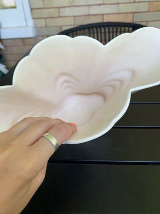 Vintage Ceramic White Art Deco Rumrill Pottery Matte Fan Vase 3