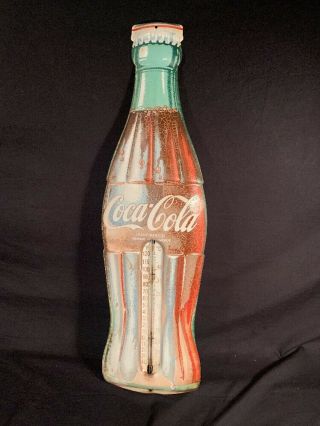 Large Vintage Coca Cola Metal Bottle Thermometer 29 " Tall Mexico