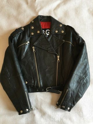 Vtg D&g Dolce & Gabbana Black Leather Studded Biker Motorcycle Jacket Sz 42/m/l