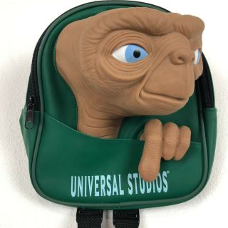 Vintage E.  T.  Backpack Rare Universal Studios Green Small Bag Molded Face 3d 1998