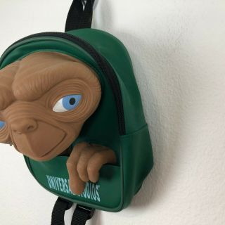 Vintage E.  T.  Backpack RARE Universal Studios Green Small Bag Molded Face 3D 1998 4