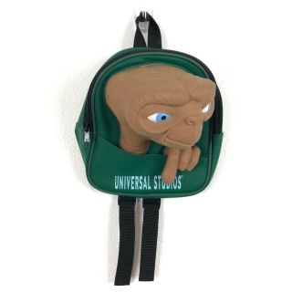 Vintage E.  T.  Backpack RARE Universal Studios Green Small Bag Molded Face 3D 1998 8