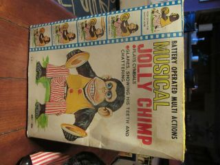 Vintage Daishin Musical Jolly Chimp Monkey With Box & Tag 7061
