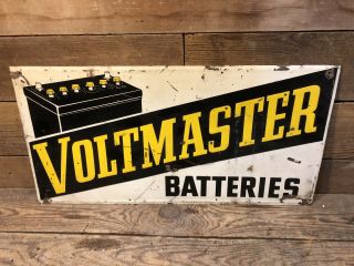 Vintage Voltmaster Batteries Sign Gas Pump Shell Gulf Autolite Willard Antique