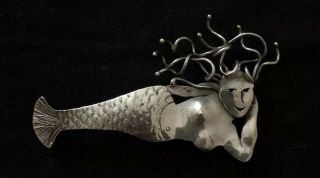 Unique/vintage Artisan Sterling Silver Mermaid Pin/brooch