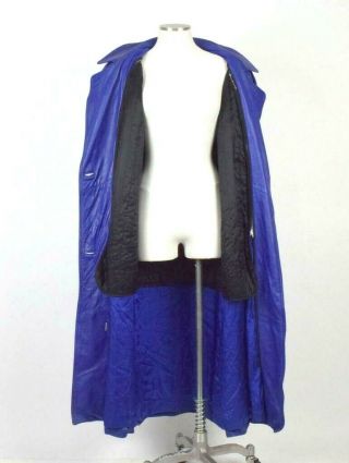 Vtg 90s Purple Leather Full Length Duster Trench Coat Zip In Liner Jacket Size L 4