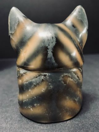 Vintage CAT CERAMIC INK WELL Gray Tabby Pussy Cat Kitten Kitty with Insert 3