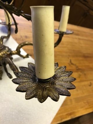 Antique Vintage Brass Hanging Light Chandelier 5 Candle Stick 2