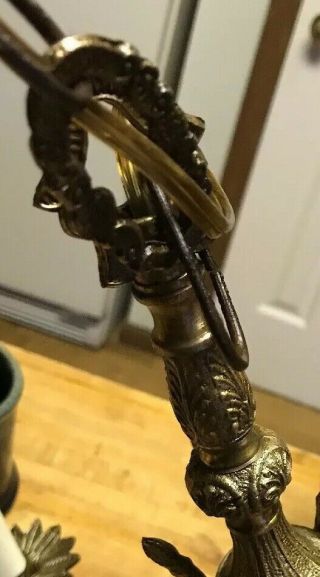 Antique Vintage Brass Hanging Light Chandelier 5 Candle Stick 6