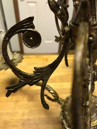 Antique Vintage Brass Hanging Light Chandelier 5 Candle Stick 7
